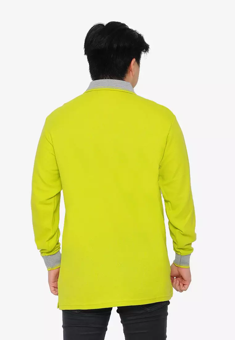 Andre Michel Kaos Polo Shirt Lengan Panjang Kerah Abu Hijau Daun Muda 933-66