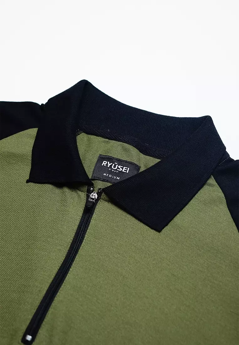 Ryusei Polo Pria Kazushi Army Green