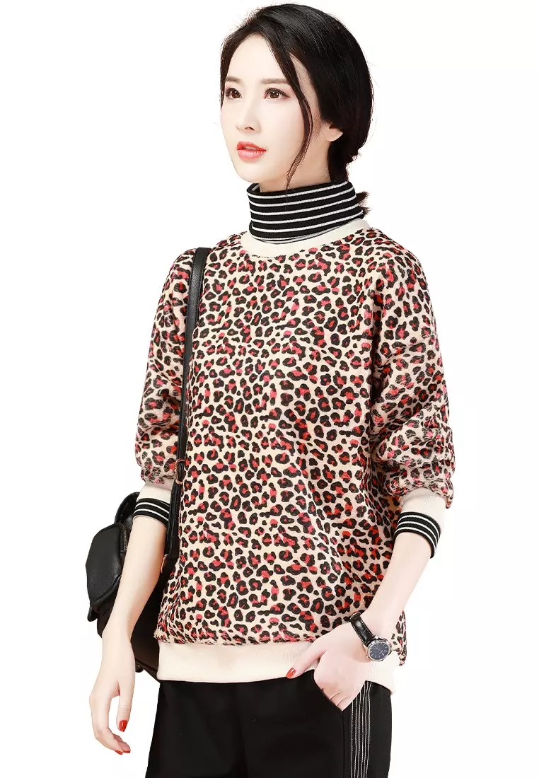 Girls leopard clearance print sweater