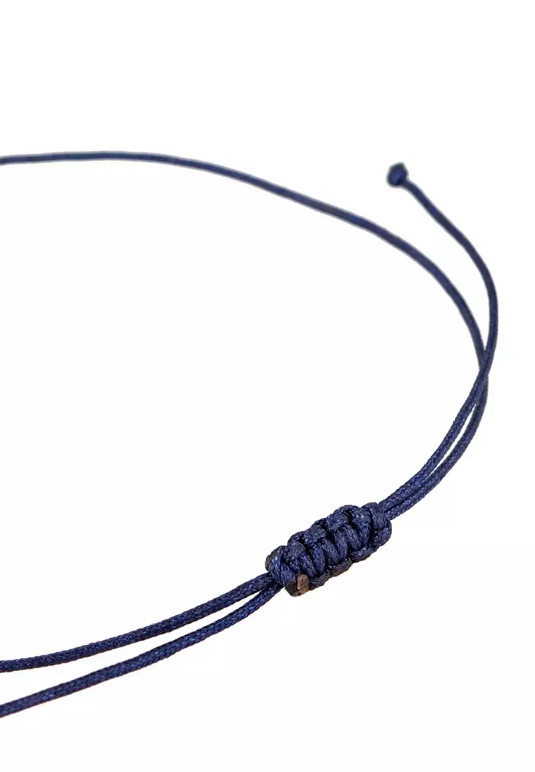 EXCLUSIVE Gelang Perhiasan Perak 925 Pria Nylon Evil Eye Symbol Glass Bead