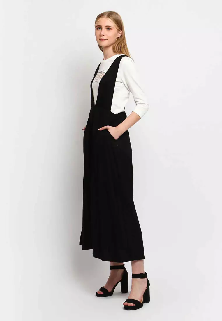 C2 Theola Black Overall Skirt Maxi