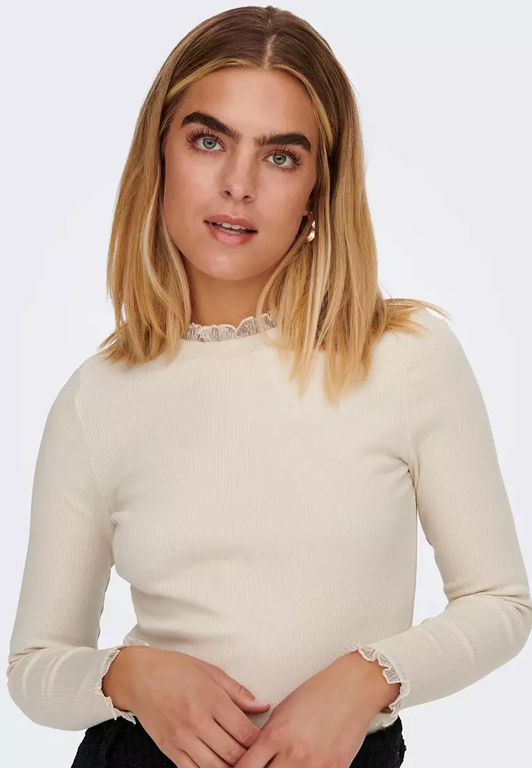Buy ONLY Lettuce Lace Neck Top 2024 Online ZALORA Philippines
