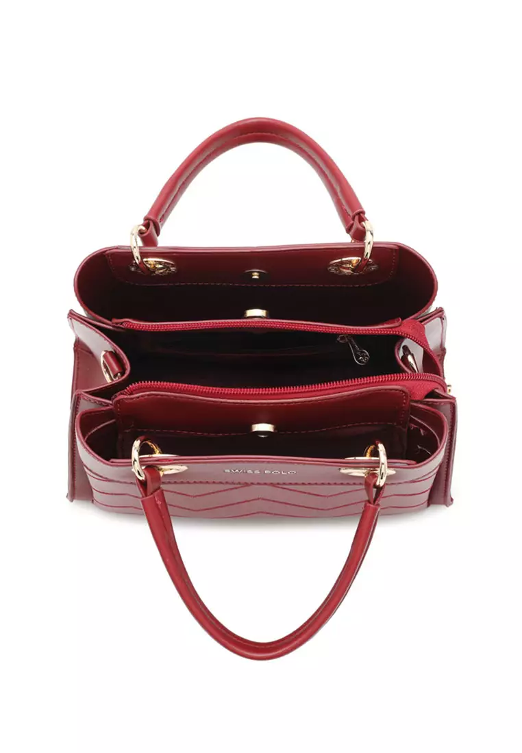 Buy Swiss Polo Women's Zig Zag Quilted Top Handle Bag / Crossbody Bag ...