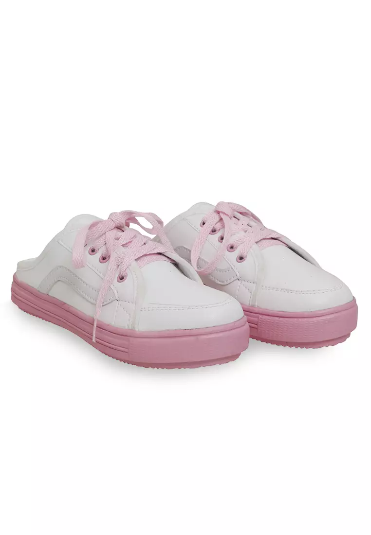 Sepatu Sneakers Casual Tali Ikat Material Canvas Comfortable - White