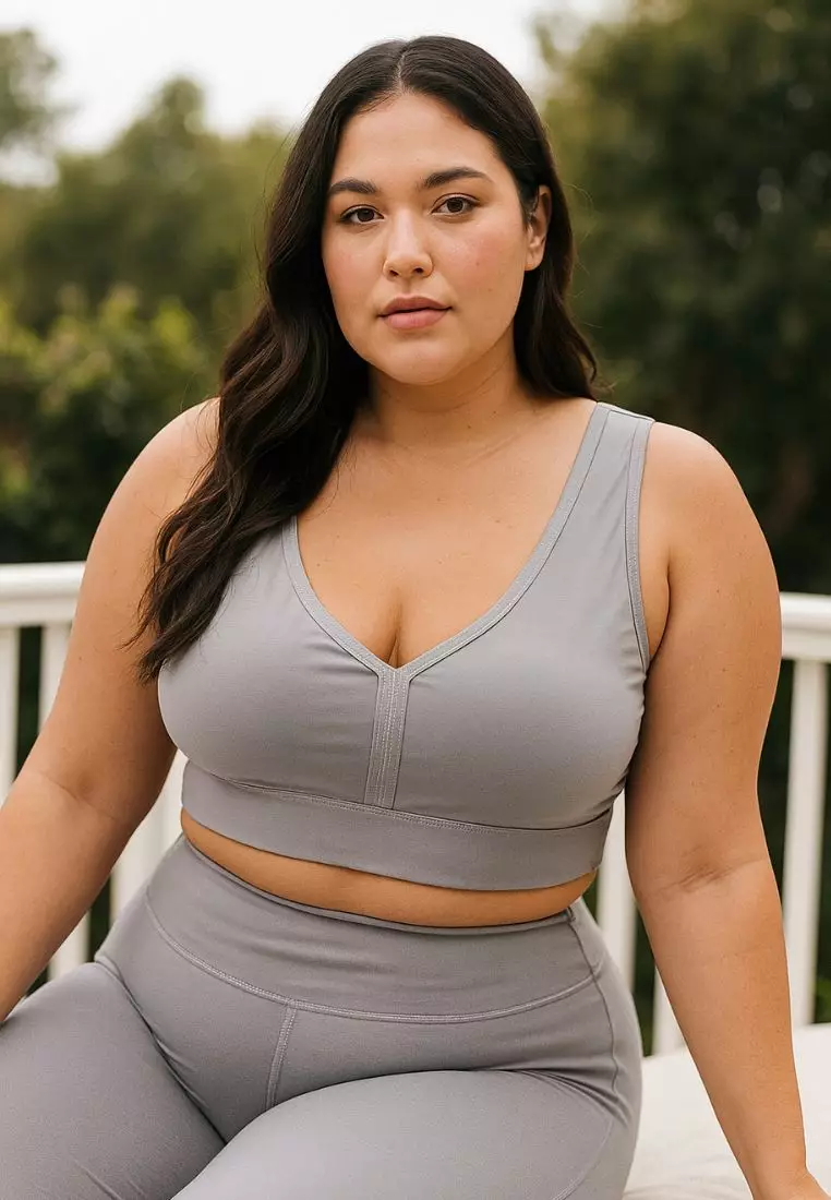 3 Pack Premium Summer Seamless Plus Size Bralette Top in White, Grey and Black