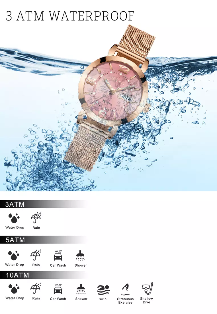 jam tangan wanita 3ATM Anti Air fashion bisnis Kuarsa jam tangan cewek Tali jala