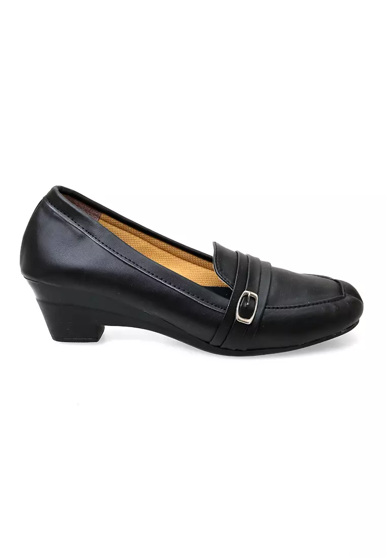 Wedges Tinggi Wanita Kerja Formal Casual - Hitam