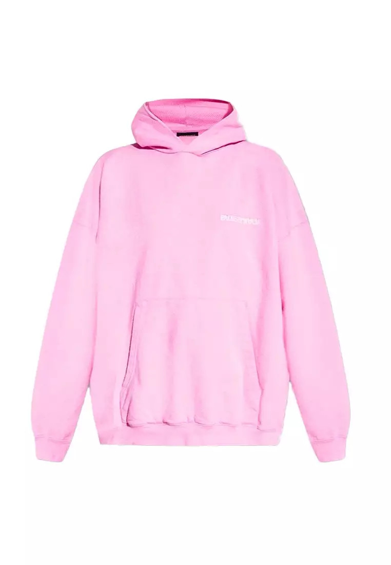 Balenciaga Logo Embroidered Hoodie in Pink