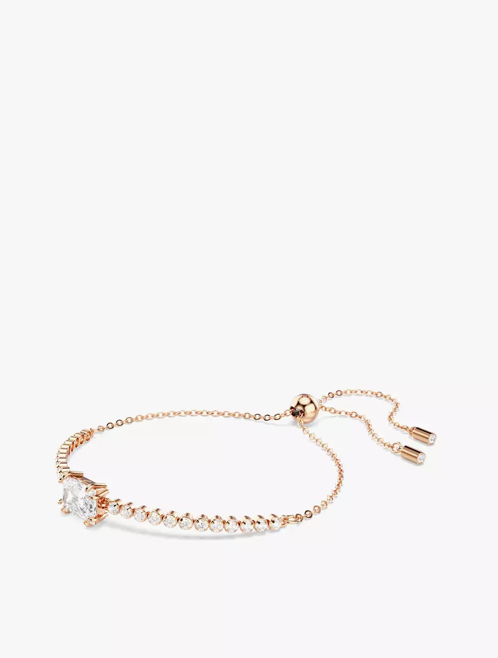 Matrix Tennis bracelet, Mixed cuts, White, Rose gold-tone plated
