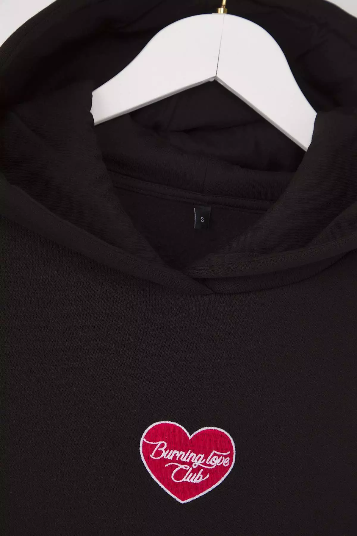 Teen Black Thick Polar Fleece Heart Printed Hooded Oversize Knitted Sweatshirt