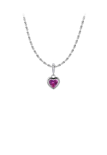 Glamorousky gold 925 Sterling Silver Fashion Romantic July Birthstone Heart Pendant with Rose red cubic Zirconia and Necklace BE877AC9176B11GS_1
