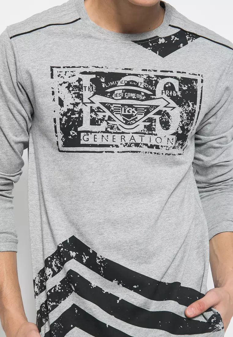 LGS - Slim Fit - Kaos Fashion - Limited Edition - Abu - JTS.322.M2751F.21.C-L/S