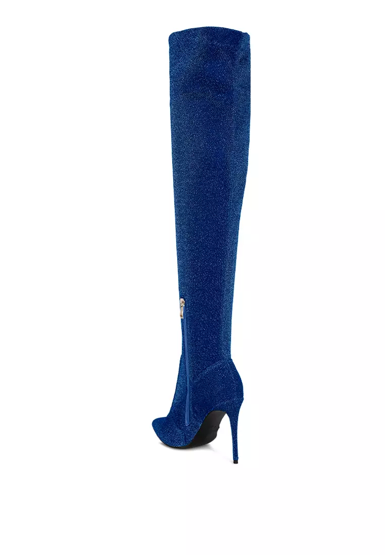 navy suede long boots