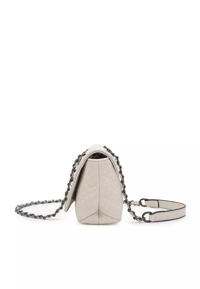 Quilted Sling Bag / Crossbody Bag - Beige