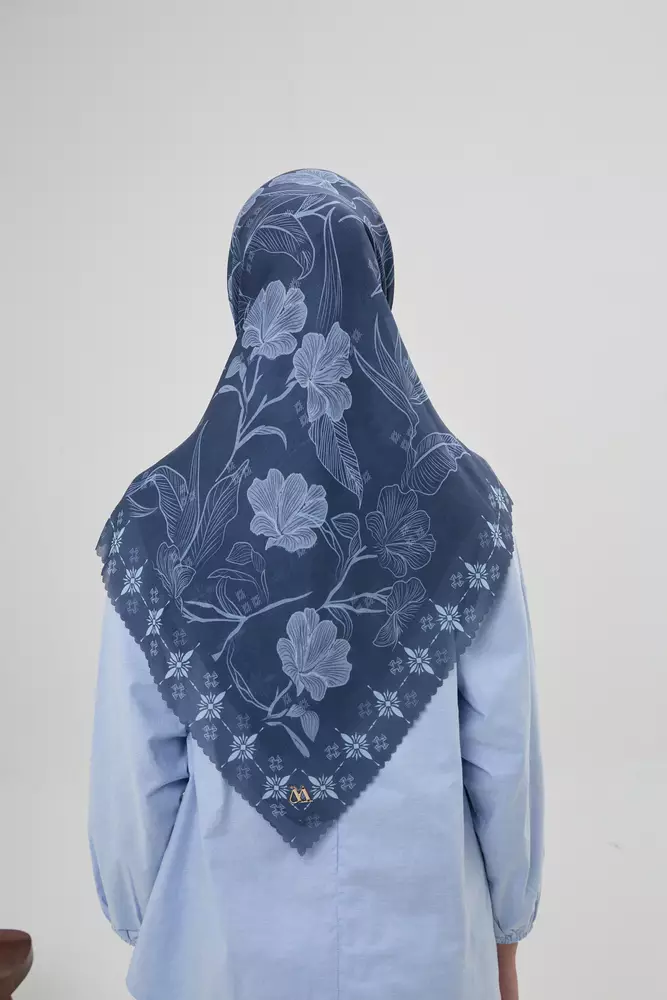 MFMW Twilight Scarf - Kerudung Segi Empat Premium Motif Bunga - River Mist