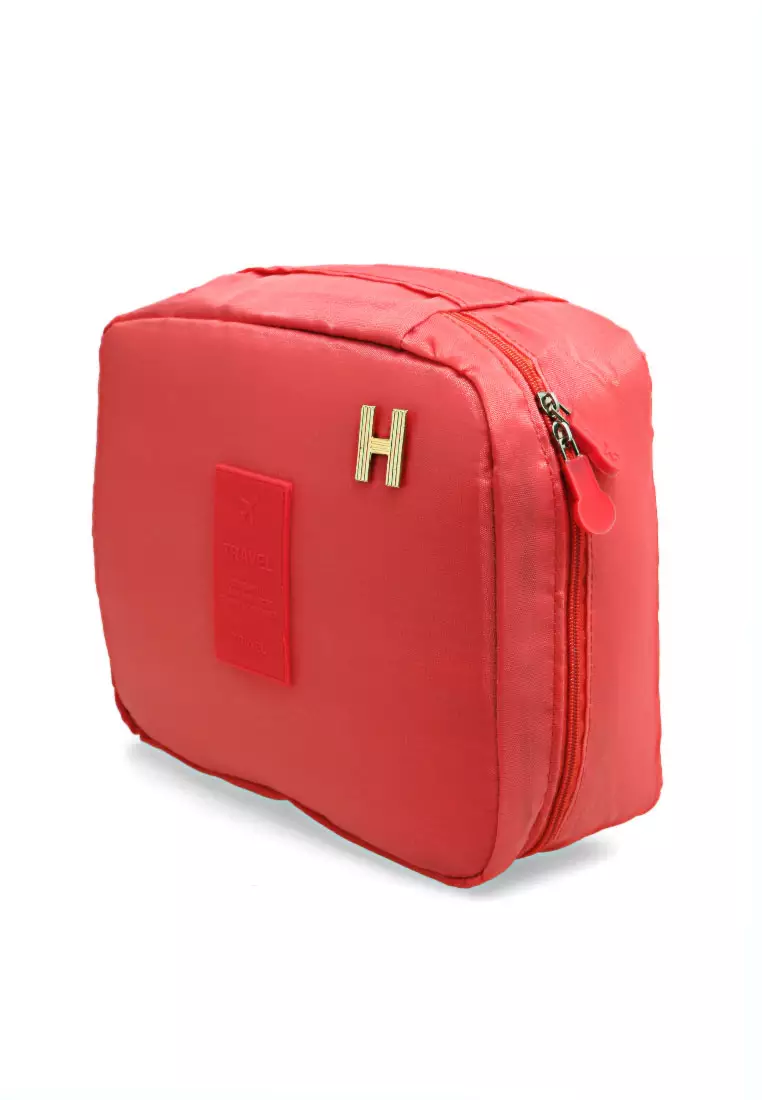 Bloos Tas Travel Bag in Bag Organizer untuk Kosmetik Sabun Many Pockets Anti Air Material Nylon ORIGINAL - Red