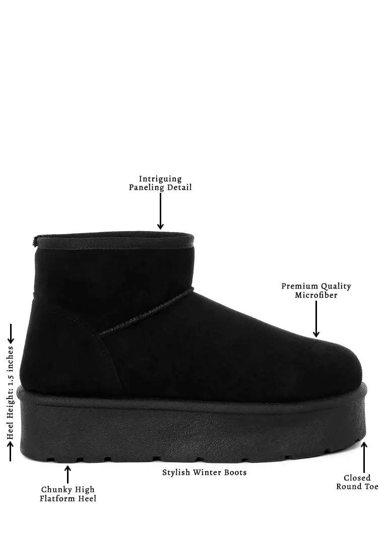 Soft Microfiber Snow Boots in Black
