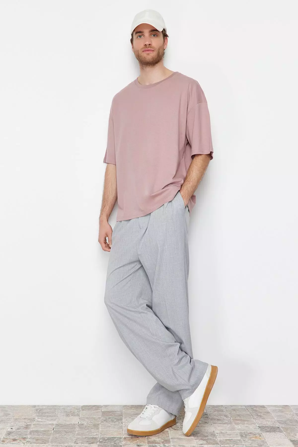 Dusty Rose Oversize/Wide Cut 100% Cotton Short Sleeve Basic T-Shirt TMNSS22TS0318