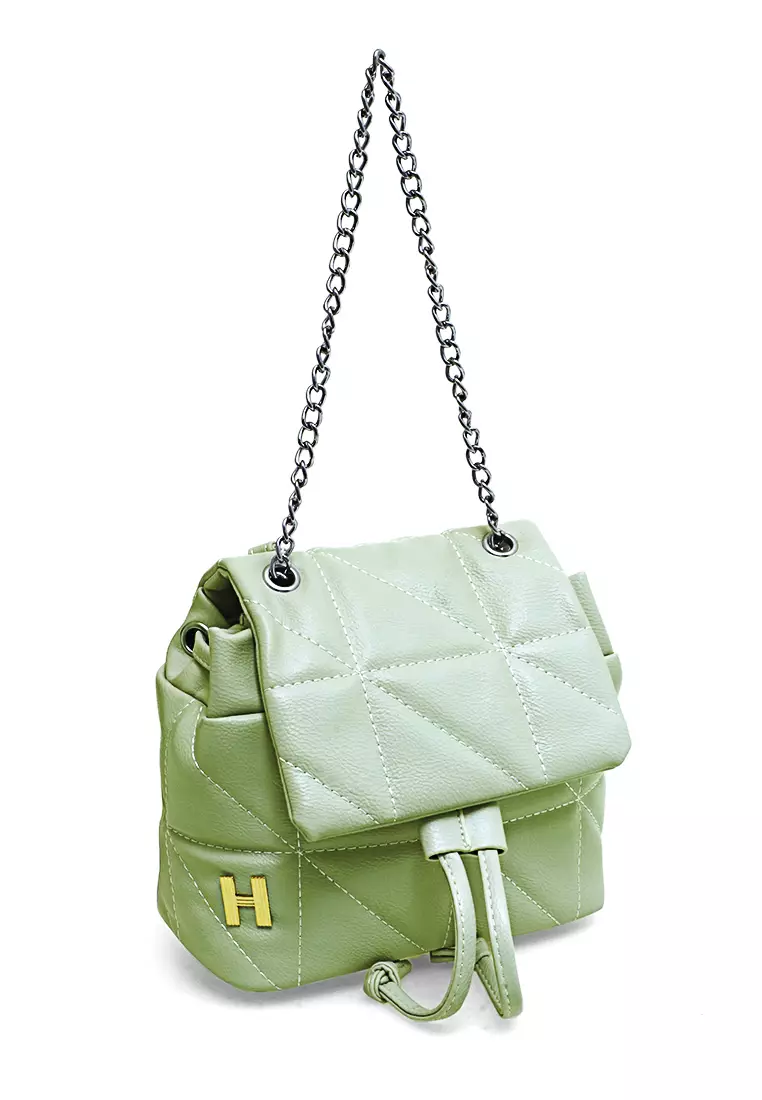 Cellyn Tas Ransel Mini Wanita Strap Kombinasi Rantai Material Leather ORIGINAL - Green