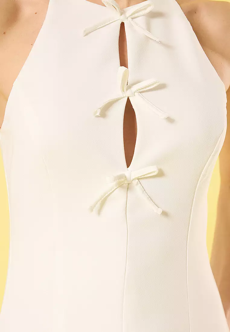 Bow and Cut-Out Mini Dress