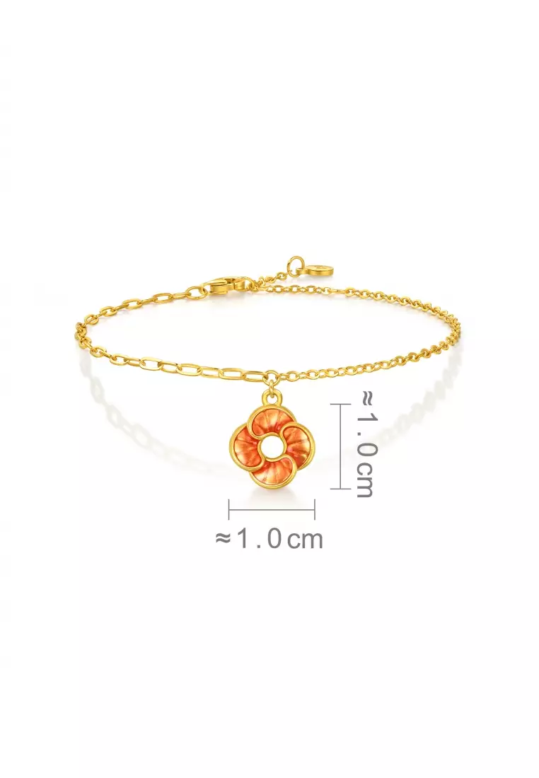 999 24K Solid Gold Auspicious Windmill Dual Sided Wear Dainty Bracelet for Women 95573B