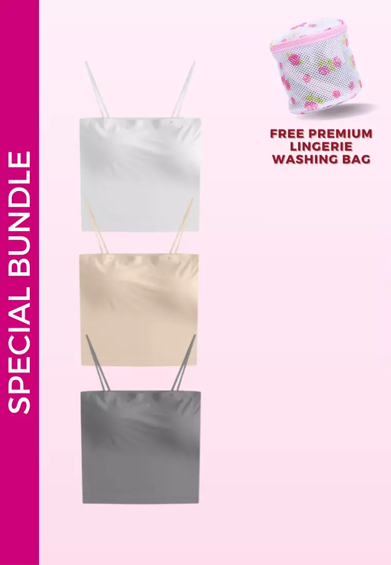3 Pack Premium Arina Ice Silk Bralette Inner Top Tube in White, Nude and Grey