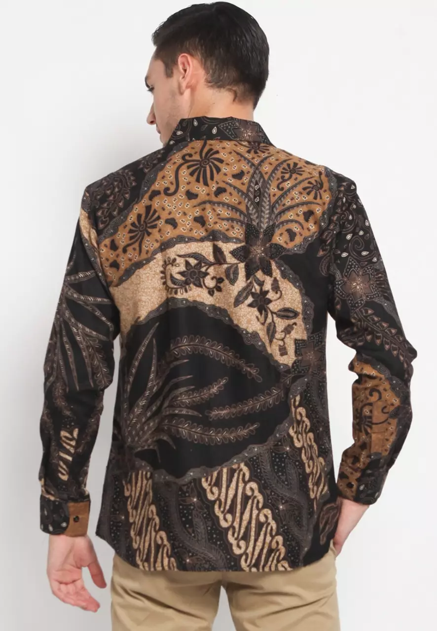 Kemeja Batik Pria Premium Slimfit Elegant Modern Lengan Panjang Narada Coklat