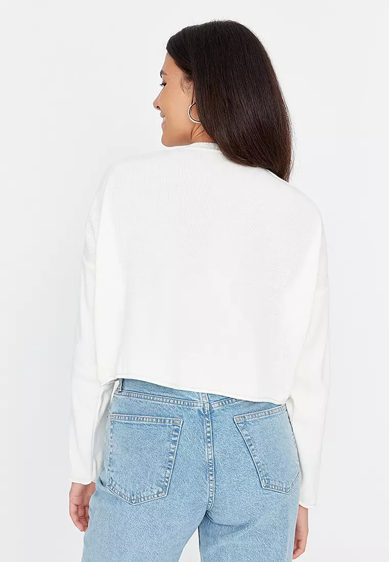 White lace up sweater best sale