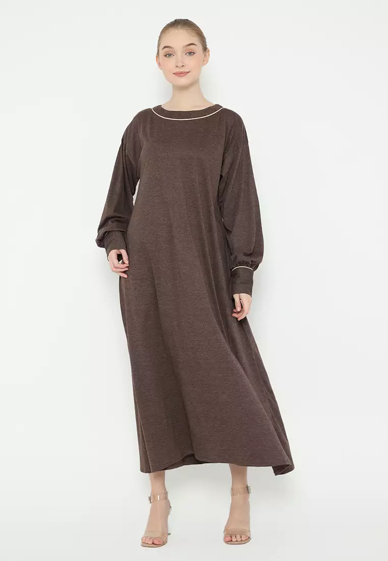 Qamaria Midi Dress Brown
