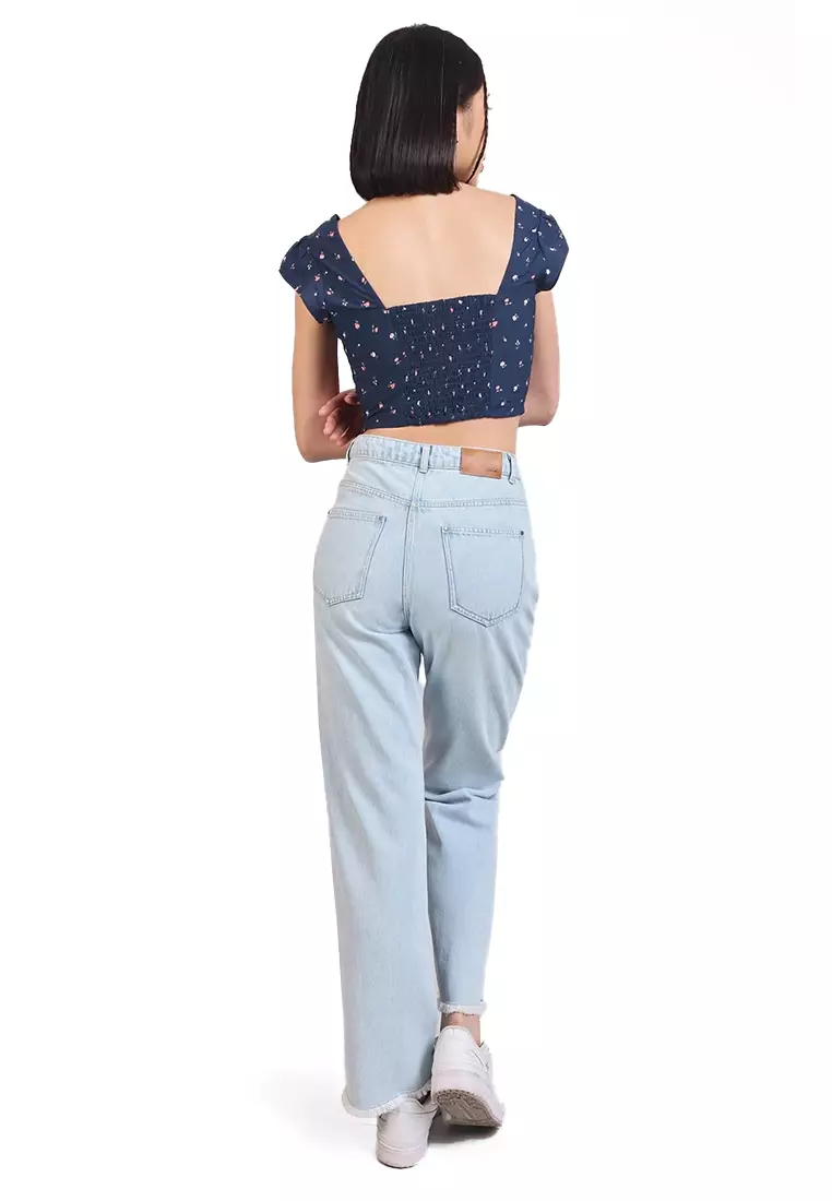 Ditsy Floral Sweetheart Top With Bow Detail