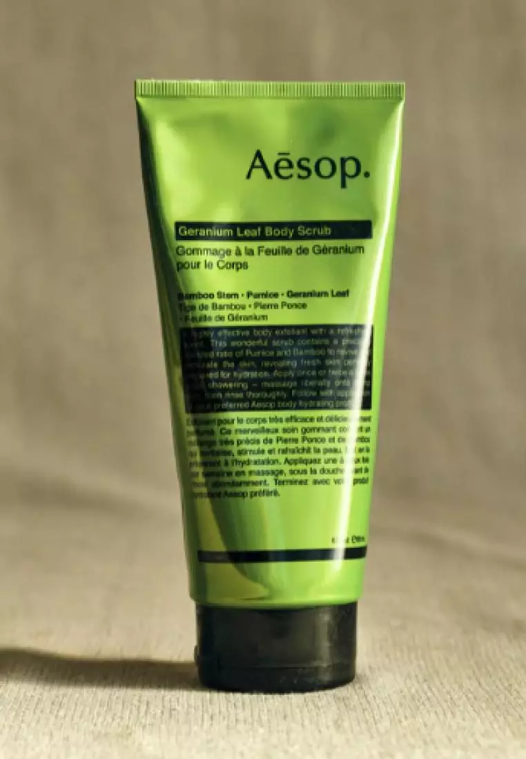 AESOP Geranium Leaf Body Scrub 180ml 2025 | Buy AESOP Online | ZALORA ...