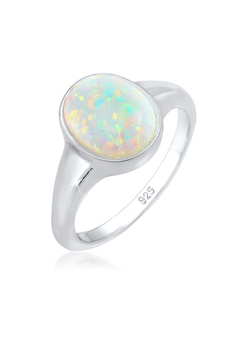 ELLI GERMANY silver Ring Signet Ring Trend with Synthetic Opal EBB92AC31AB631GS_1