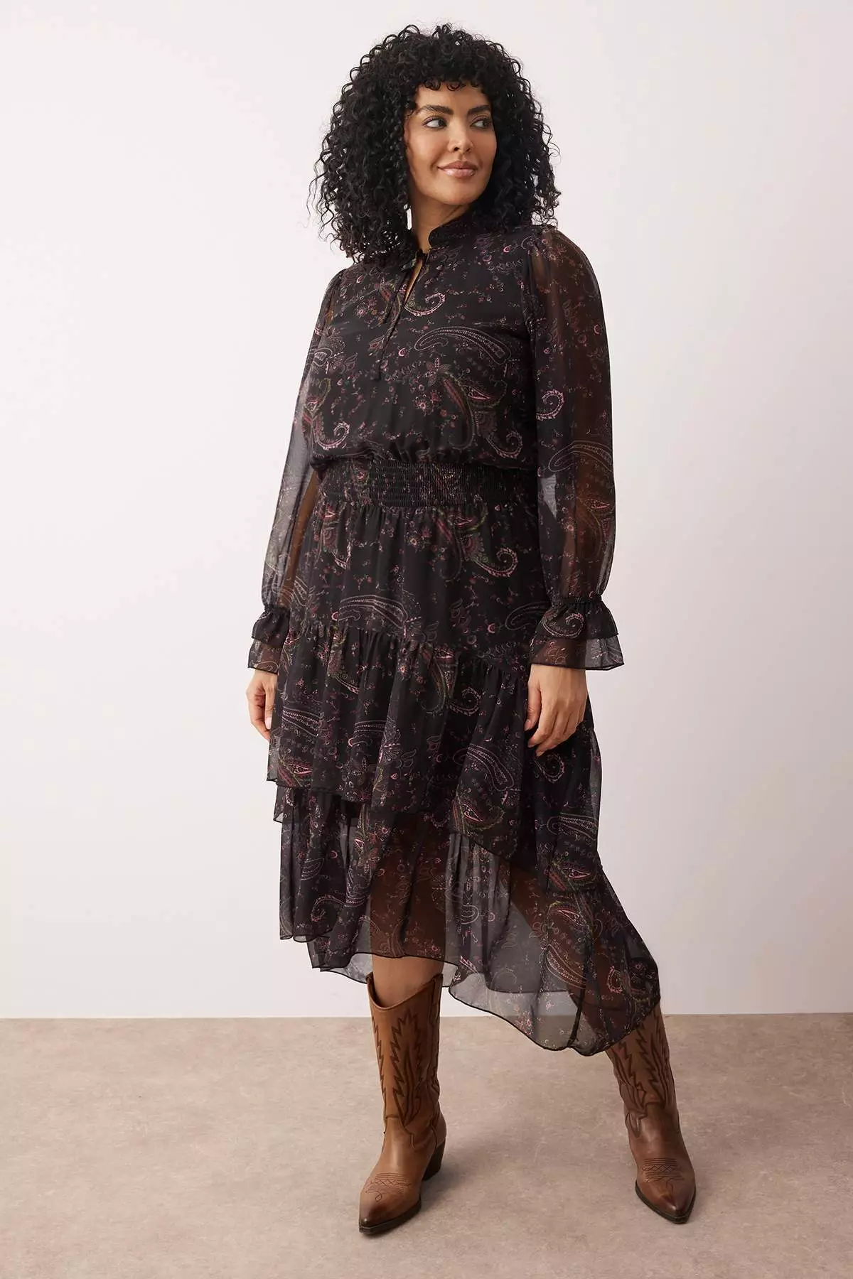 Multicolored Chiffon Woven Plus Size Dress