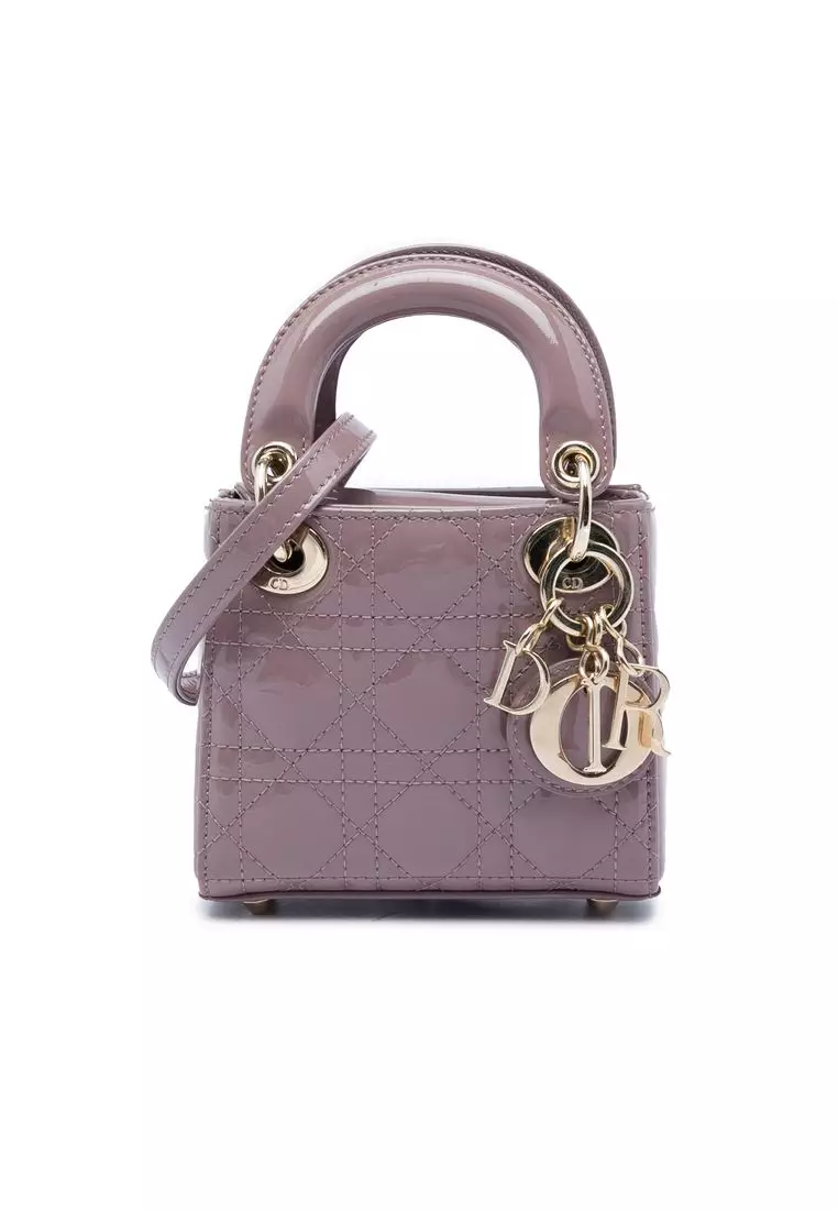 Pre-Loved Dior Micro Patent Cannage Lady Dior