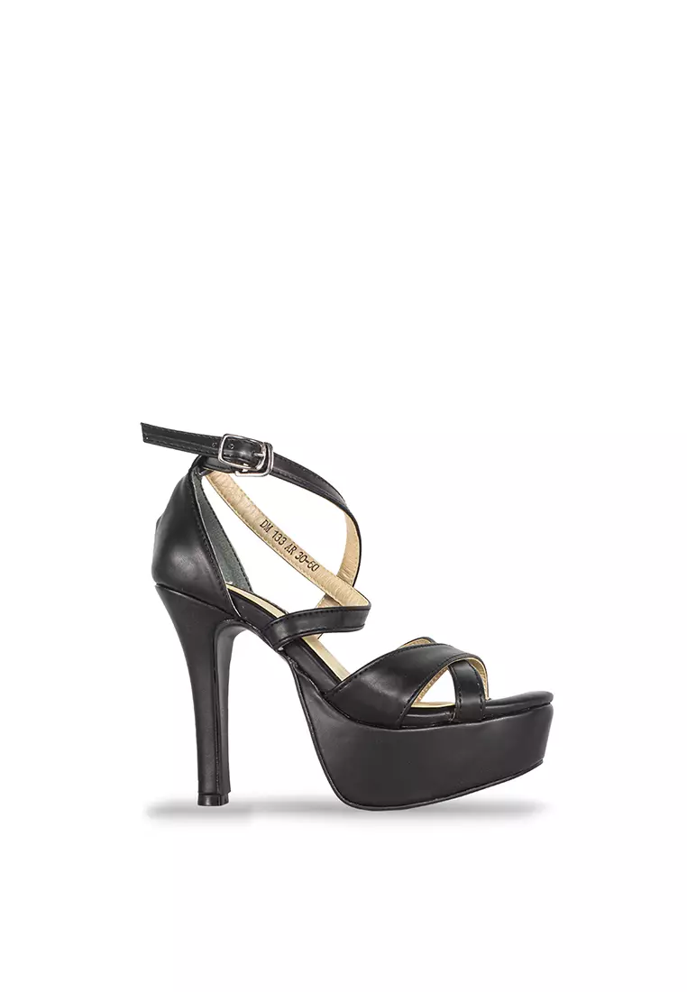 Black strappy 1 inch store heels