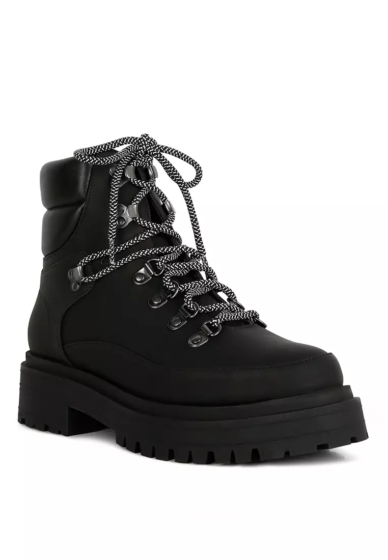 Black platform cheap biker boots