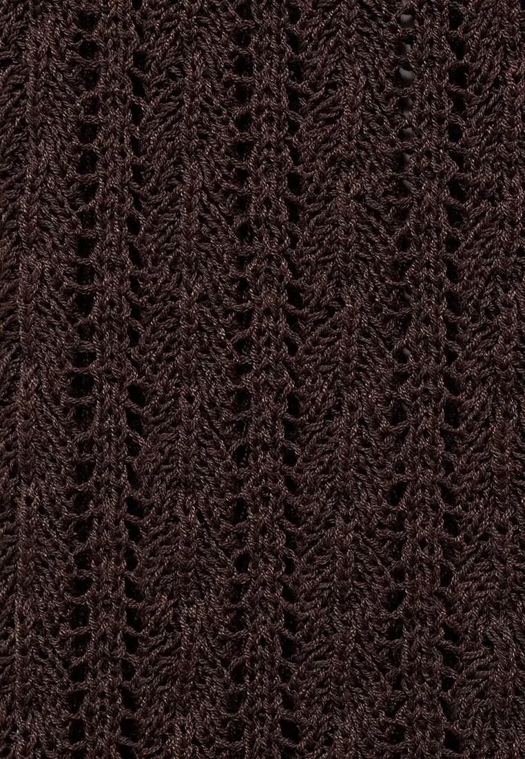 Openwork Knitted Waistcoat With Bow Closure