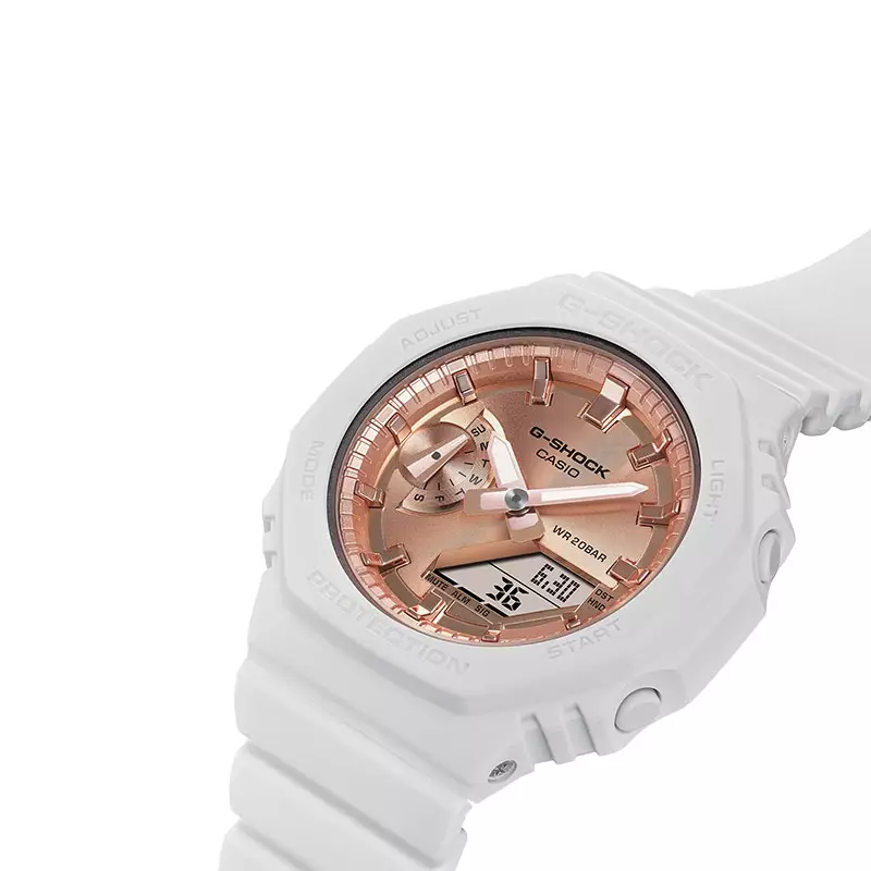 Jam Tangan Wanita Casio G-Shock X ITZY GMA-S2100MD-7ADR CasiOak Pink Metallic Collection White Resin Band