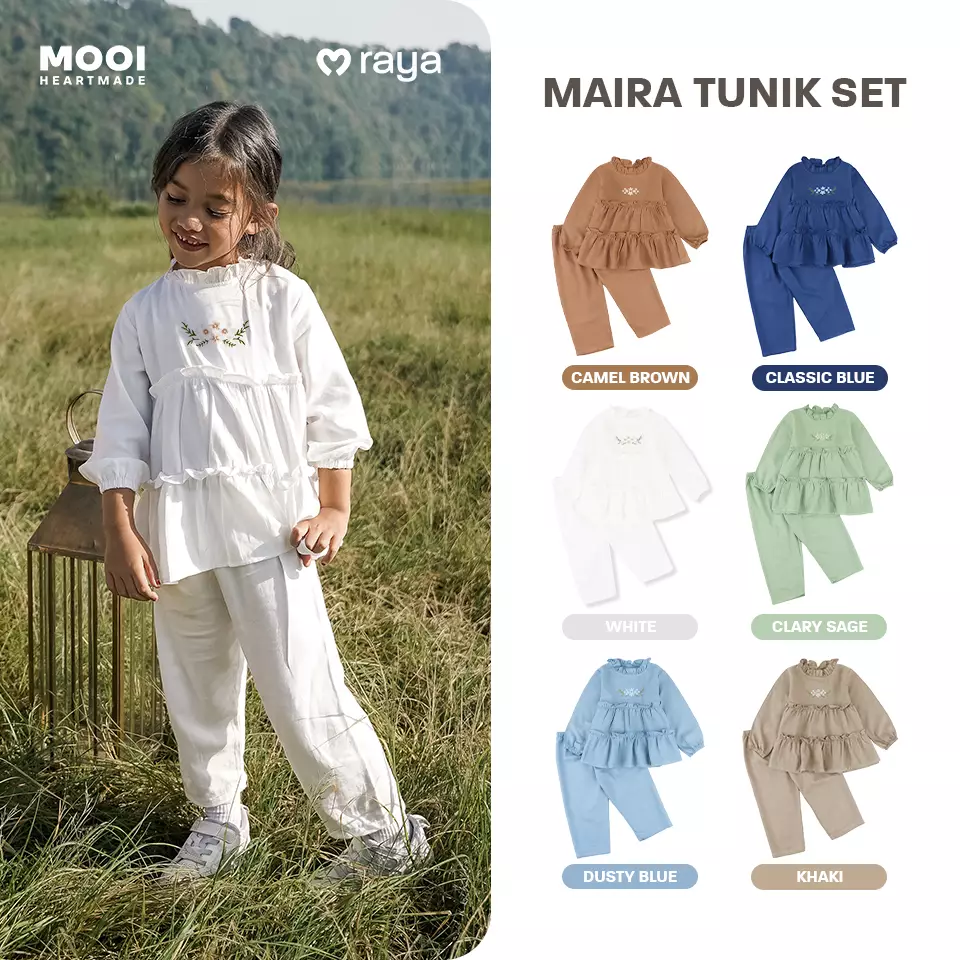 Mooi Setelan Anak Perempuan Raya Collection Maira Tunik Set - Camel Brown