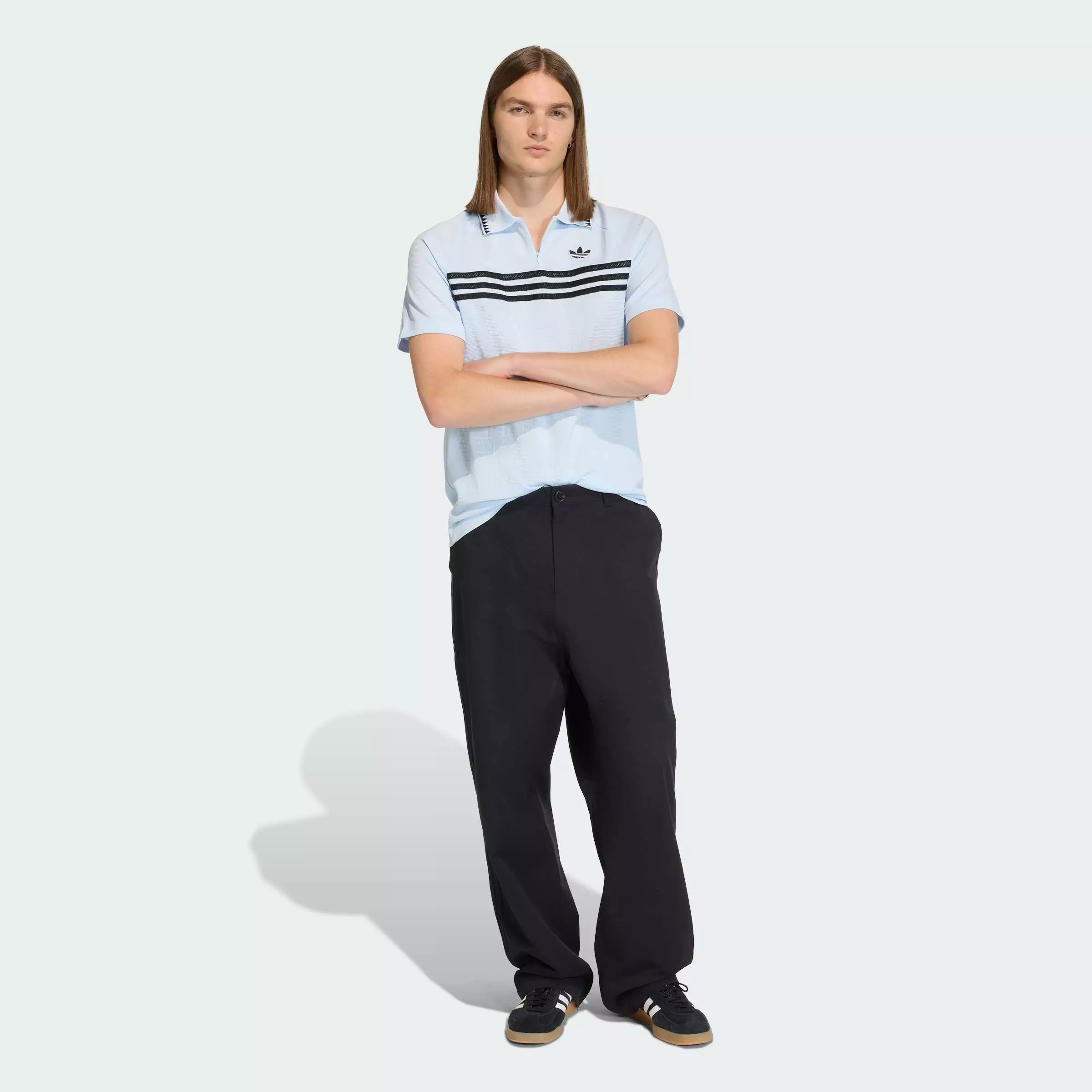 Lifestyle Chest Stripes Slim Polo Shirt Men Blue KE3356