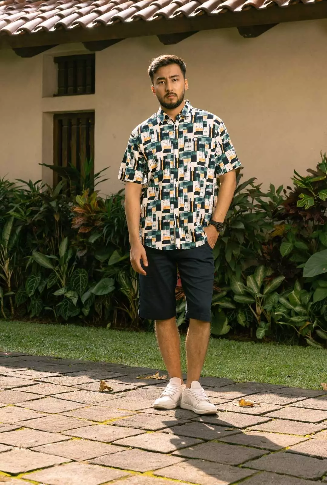 POLICE Kemeja Printing Cotton Tencel Regular Fit Pria