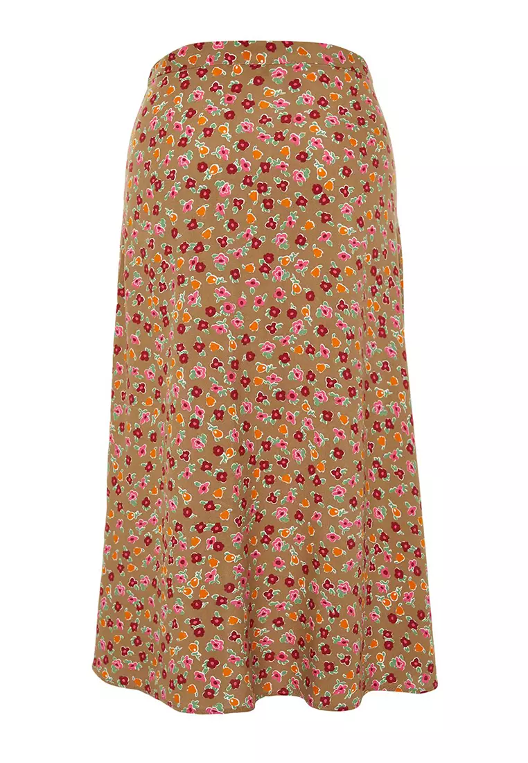 Floral Patterned Midi Skirt