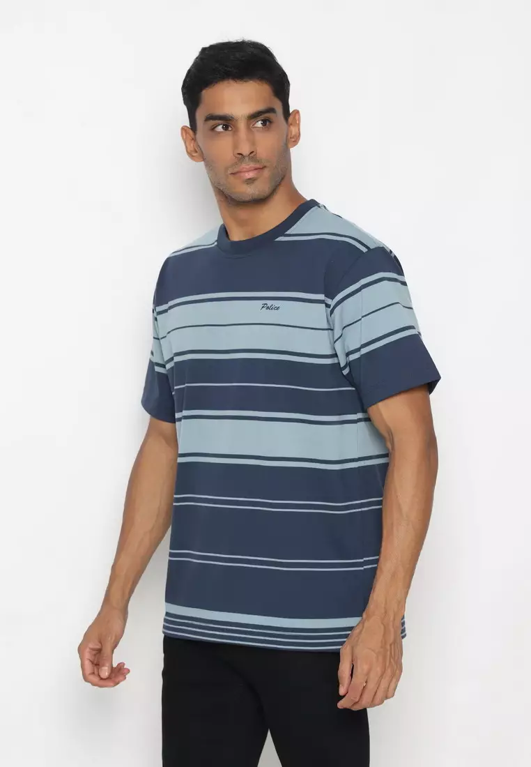 POLICE T-Shirt Salur Bordir Cotton Premium Tebal Pria 43016