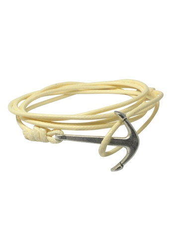 Splice Cufflinks white Ore Series Pearl White Cord Silver Anchor Bracelet SP744AC42XJTSG_1