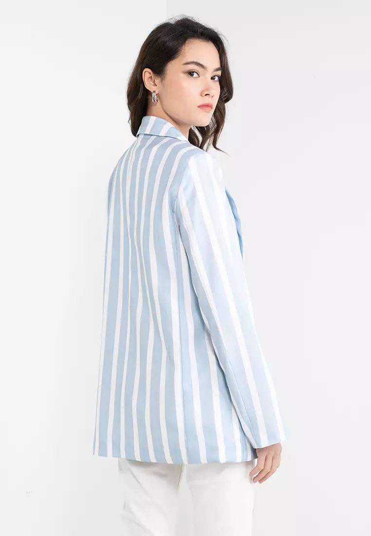 White and blue deals striped blazer