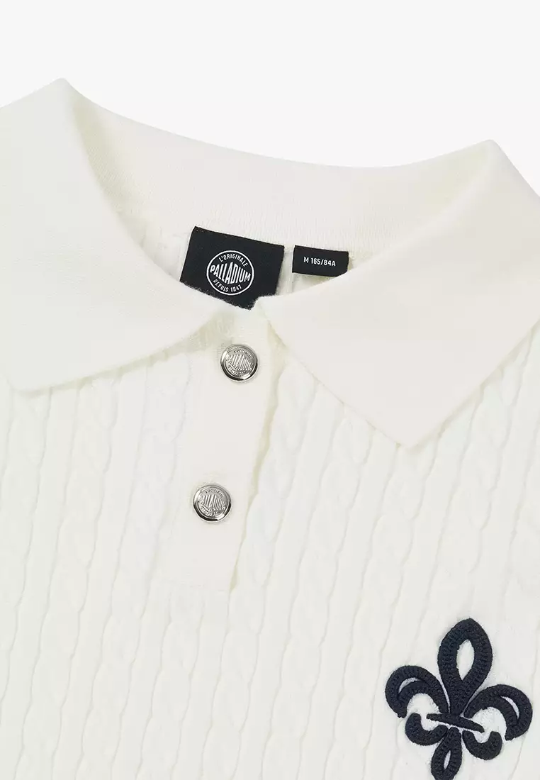 女裝鳶尾花 LOGO 絞花針織 POLO 毛衣