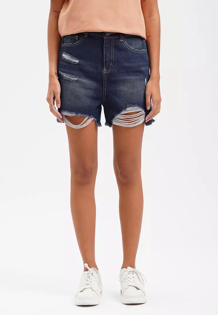 Ripped Denim Shorts