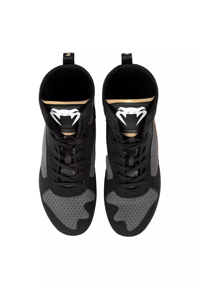 Venum Elite Boxing Shoes - Black/White/Gold