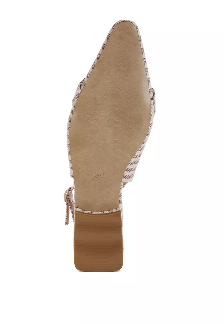Pearl-Detailed Horsebit Woven Flats In Pink