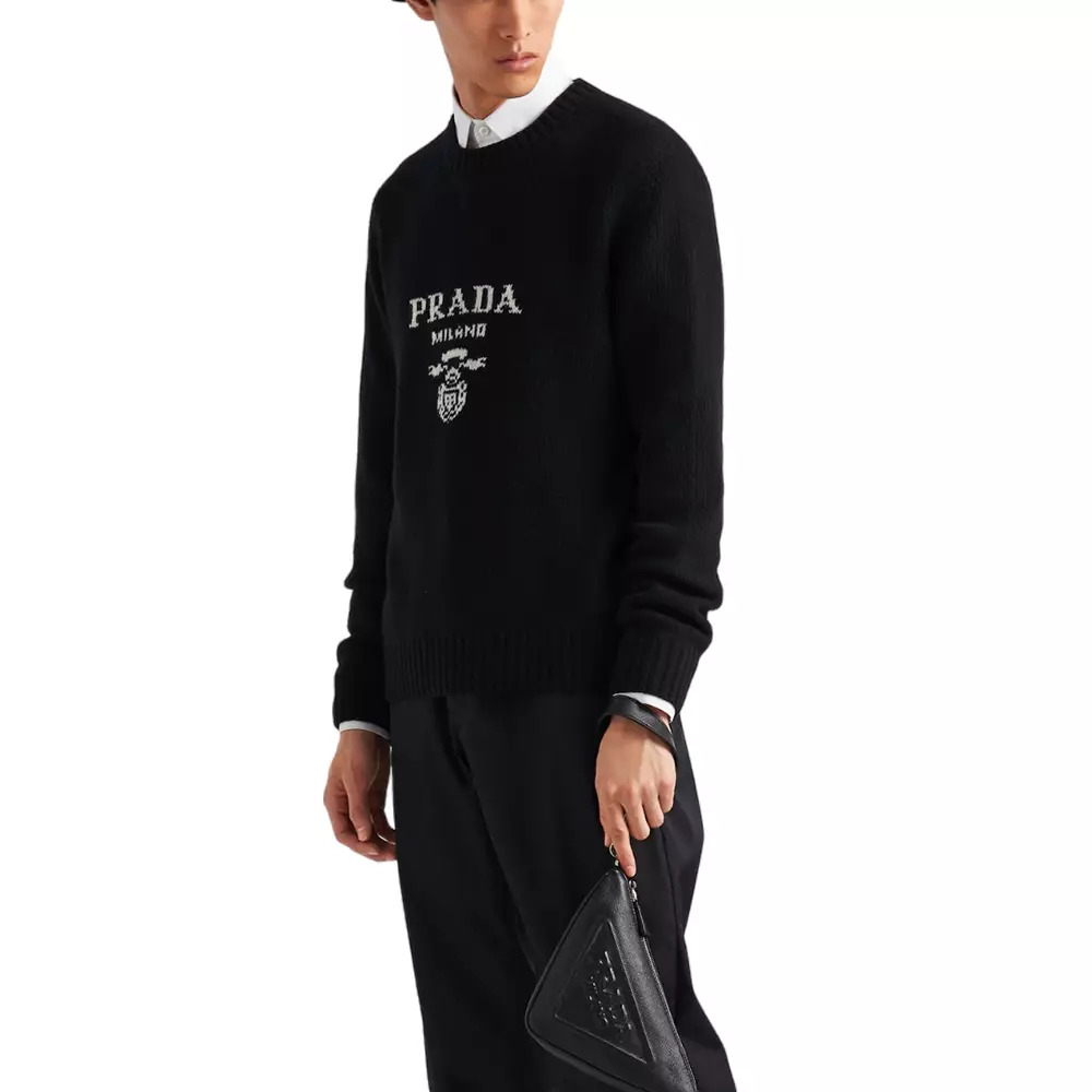 Jual Prada Prada Wool and Cashmere Crewneck Sweater Black Original 